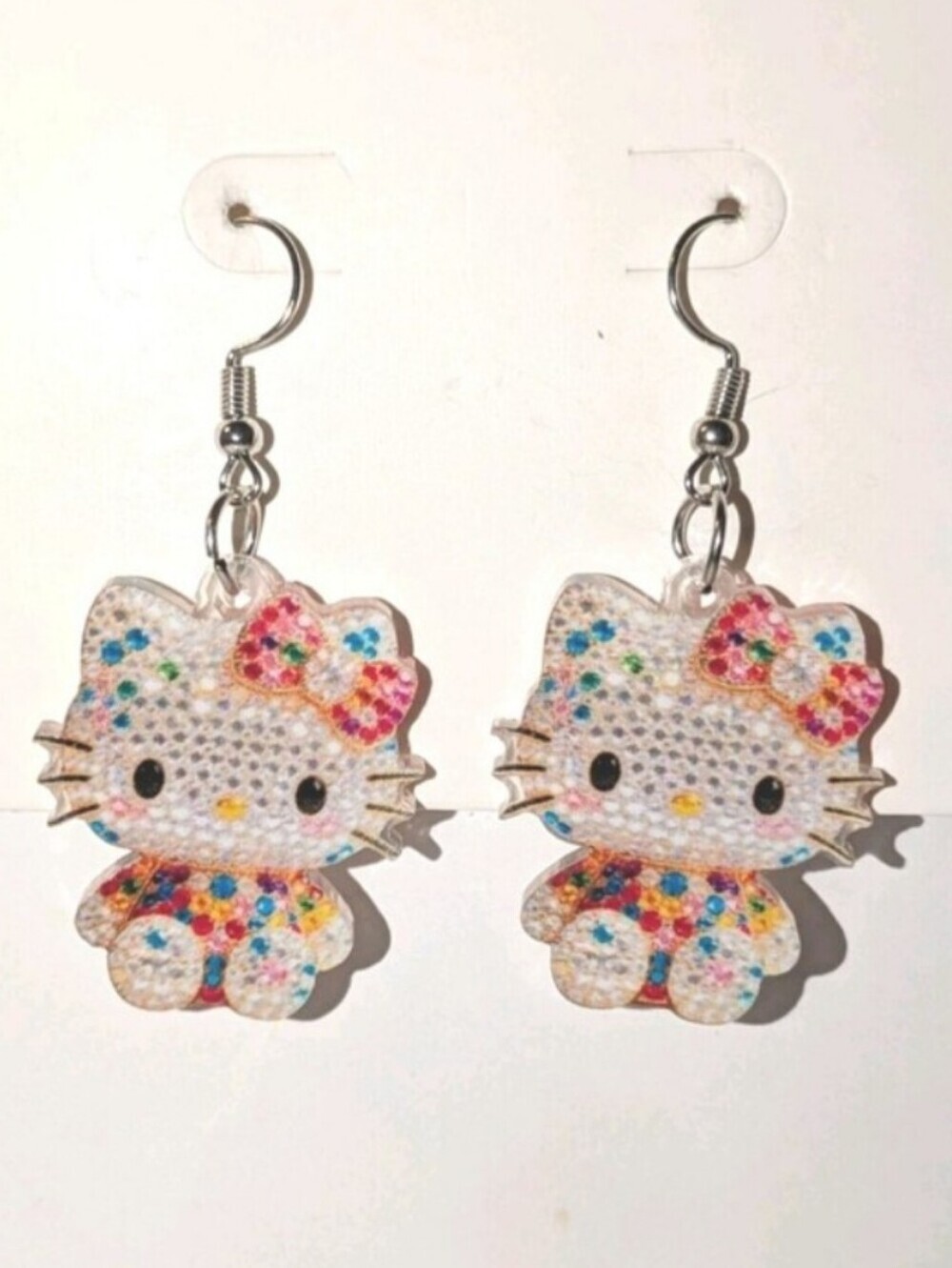 Hello Kitty Sparkle Dangle Earrings - Multicolor For Kids and Adults - Picture 4 of 7